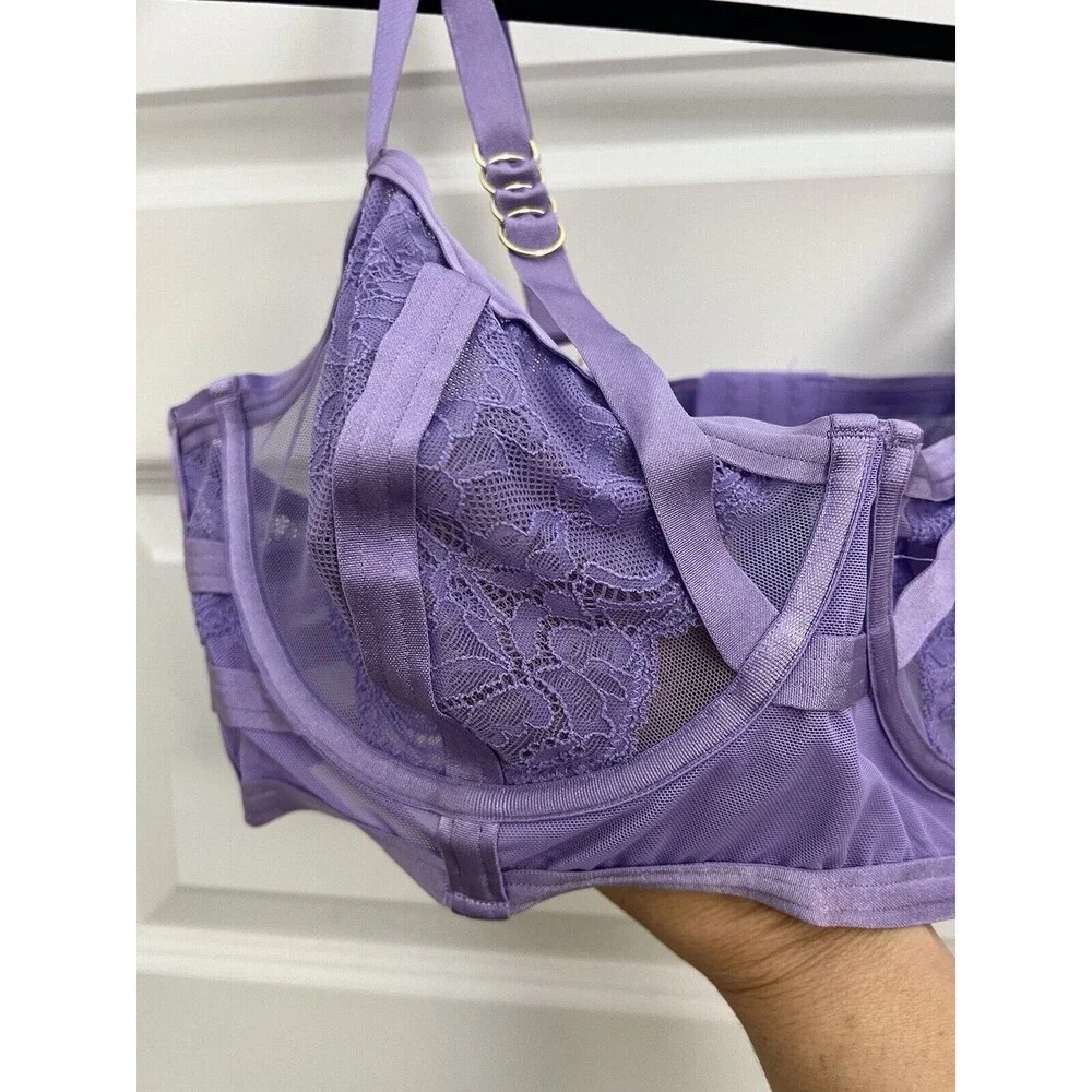 Torrid Curve Straps And Lace Underwire Bra Lilac W Plus Sz 1 Lingerie Floral NWT - Picture 6 of 13